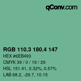 カラーコード: RGB 110.3 180.4 147 | qconv.com