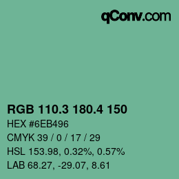 カラーコード: RGB 110.3 180.4 150 | qconv.com