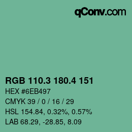 カラーコード: RGB 110.3 180.4 151 | qconv.com