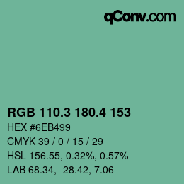 カラーコード: RGB 110.3 180.4 153 | qconv.com