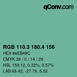 カラーコード: RGB 110.3 180.4 156 | qconv.com