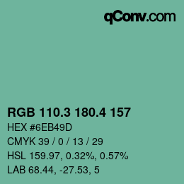 カラーコード: RGB 110.3 180.4 157 | qconv.com