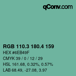 カラーコード: RGB 110.3 180.4 159 | qconv.com