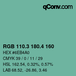 カラーコード: RGB 110.3 180.4 160 | qconv.com