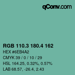カラーコード: RGB 110.3 180.4 162 | qconv.com