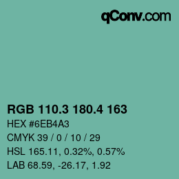 カラーコード: RGB 110.3 180.4 163 | qconv.com