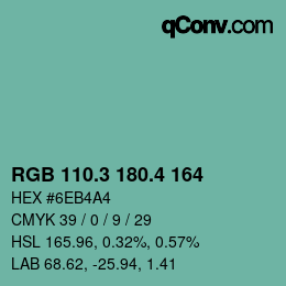 カラーコード: RGB 110.3 180.4 164 | qconv.com