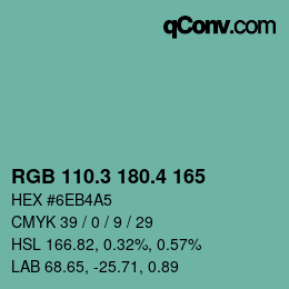 カラーコード: RGB 110.3 180.4 165 | qconv.com