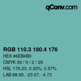 カラーコード: RGB 110.3 180.4 176 | qconv.com