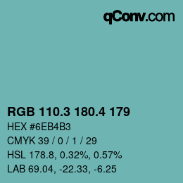 カラーコード: RGB 110.3 180.4 179 | qconv.com
