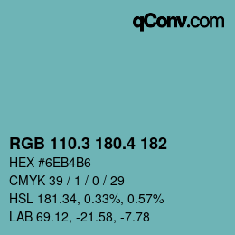 カラーコード: RGB 110.3 180.4 182 | qconv.com
