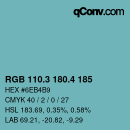 カラーコード: RGB 110.3 180.4 185 | qconv.com