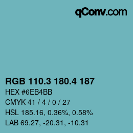 カラーコード: RGB 110.3 180.4 187 | qconv.com