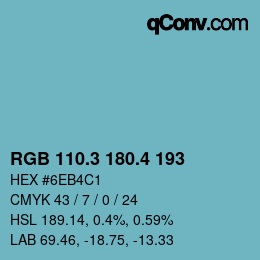 カラーコード: RGB 110.3 180.4 193 | qconv.com