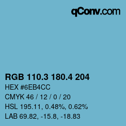 カラーコード: RGB 110.3 180.4 204 | qconv.com