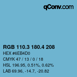 カラーコード: RGB 110.3 180.4 208 | qconv.com