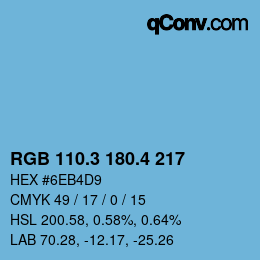カラーコード: RGB 110.3 180.4 217 | qconv.com