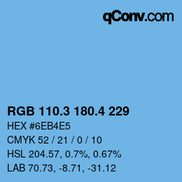 カラーコード: RGB 110.3 180.4 229 | qconv.com