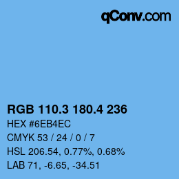 カラーコード: RGB 110.3 180.4 236 | qconv.com