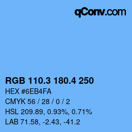 カラーコード: RGB 110.3 180.4 250 | qconv.com