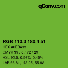 カラーコード: RGB 110.3 180.4 51 | qconv.com