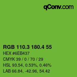 颜色代码: RGB 110.3 180.4 55 | qconv.com