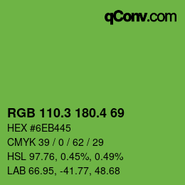 カラーコード: RGB 110.3 180.4 69 | qconv.com