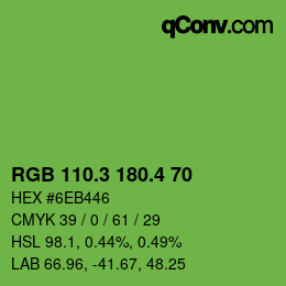カラーコード: RGB 110.3 180.4 70 | qconv.com