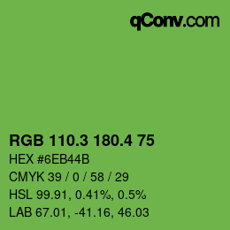 カラーコード: RGB 110.3 180.4 75 | qconv.com