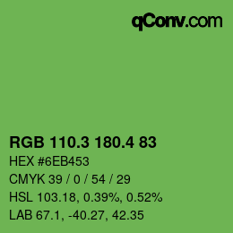 カラーコード: RGB 110.3 180.4 83 | qconv.com