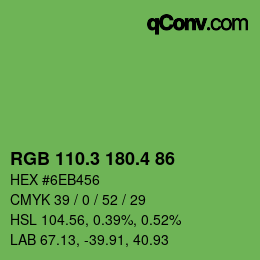 カラーコード: RGB 110.3 180.4 86 | qconv.com