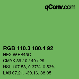 カラーコード: RGB 110.3 180.4 92 | qconv.com