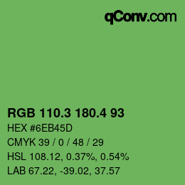 カラーコード: RGB 110.3 180.4 93 | qconv.com