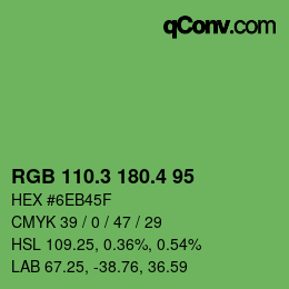 カラーコード: RGB 110.3 180.4 95 | qconv.com