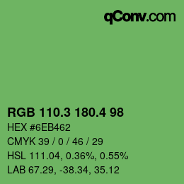 カラーコード: RGB 110.3 180.4 98 | qconv.com