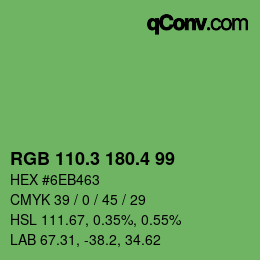 カラーコード: RGB 110.3 180.4 99 | qconv.com