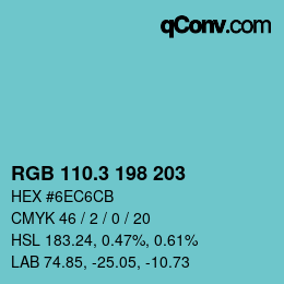 カラーコード: RGB 110.3 198 203 | qconv.com