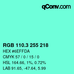 カラーコード: RGB 110.3 255 218 | qconv.com