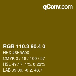 カラーコード: RGB 110.3 90.4 0 | qconv.com
