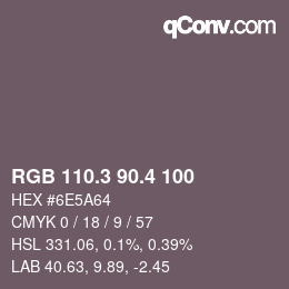 カラーコード: RGB 110.3 90.4 100 | qconv.com