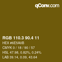 カラーコード: RGB 110.3 90.4 11 | qconv.com