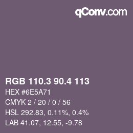 カラーコード: RGB 110.3 90.4 113 | qconv.com