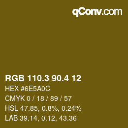 カラーコード: RGB 110.3 90.4 12 | qconv.com
