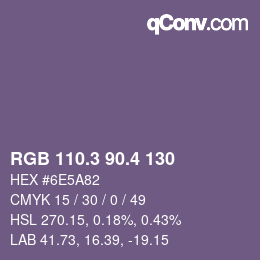 カラーコード: RGB 110.3 90.4 130 | qconv.com