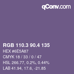 カラーコード: RGB 110.3 90.4 135 | qconv.com