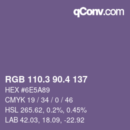 カラーコード: RGB 110.3 90.4 137 | qconv.com