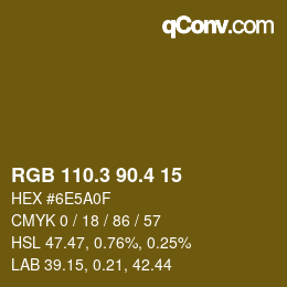 カラーコード: RGB 110.3 90.4 15 | qconv.com