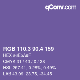 カラーコード: RGB 110.3 90.4 159 | qconv.com
