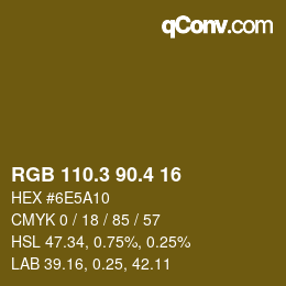 カラーコード: RGB 110.3 90.4 16 | qconv.com