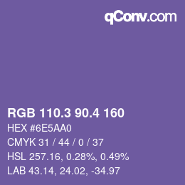 カラーコード: RGB 110.3 90.4 160 | qconv.com